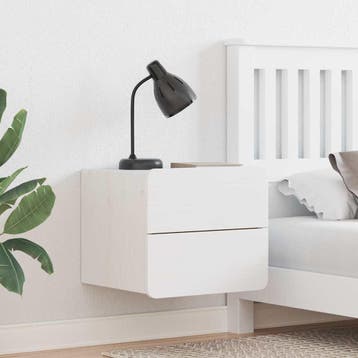vidaXL Nachtkastje met lade Wit 39 x 34 x 33 cm Massief, Minder dan 45 cm, Verzenden, Nieuw, Minder dan 55 cm