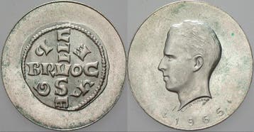 Zilver medaille 1965 Belgie-koenigreich Baudouin 1951-1993, Postzegels en Munten, Penningen en Medailles, Verzenden