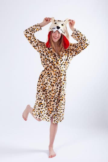 KIMU® Badjas Luipaard Kind maat 110-116 Panterprint Ochtendj, Ophalen of Verzenden, Nieuw, 110 t/m 116