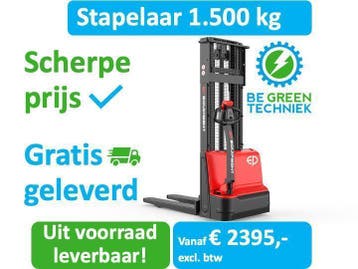 Elektrische Stapelaar | 1.500 kg | 2,7 - 4,15 | vanafprijs:, Zakelijke goederen, Machines en Bouw | Heftrucks en Intern transport
