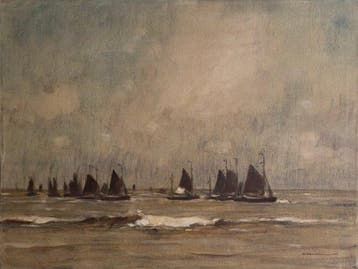 Wilhelm Hambüchen (1869-1939) - Fischerflotte auf See
