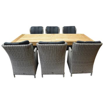 Darwin Krista dining tuinset 240x100xH77,5 cm 7-delig grijs, Tuin en Terras, Ophalen of Verzenden, Nieuw