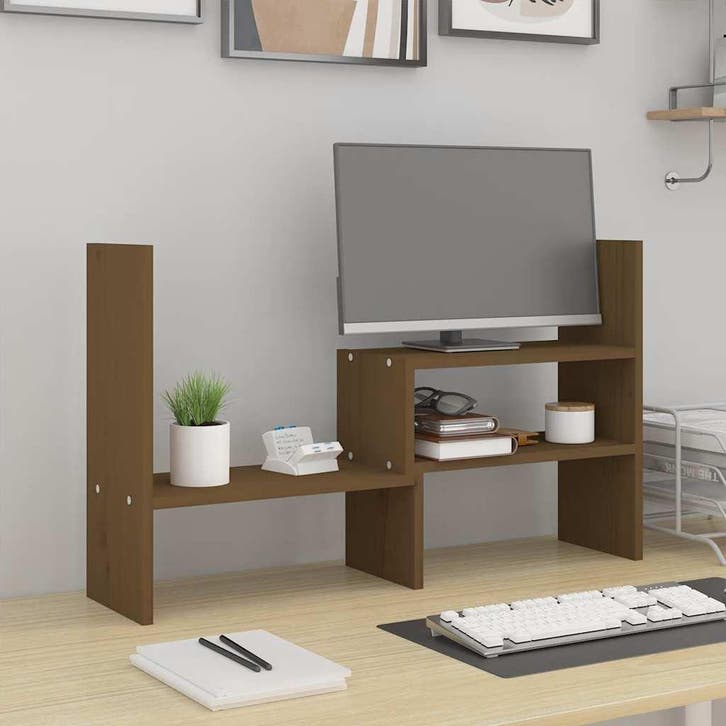 vidaXL Monitorstandaard (39-72)x17x43 cm grenenhout, Computers en Software, Overige Computers en Software, Nieuw, Verzenden