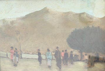 Enrico Felisari (1897-1981) - Passeggiata sul lungolago