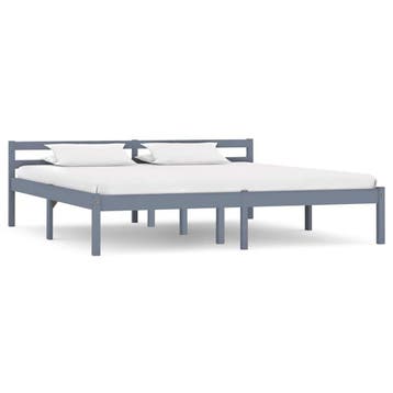 vidaXL Bedframe massief grenenhout grijs 160x200 cm, Verzenden, 200 cm, Grijs, 160 cm