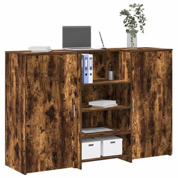 vidaXL Receptiebalie 155x50x103,5 cm bewerkt hout gerookt, Huis en Inrichting, Bureaus, Verzenden, Nieuw