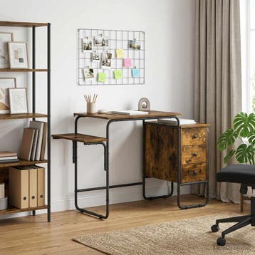 vidaXL Bureau met opbergruimte Gerookt eiken 120 x 50 x 75, Huis en Inrichting, Verzenden, Nieuw