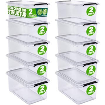 Opbergbox Transparant Set van 10 19,5x15x11,5cm 2L, Huis en Inrichting, Verzenden, Nieuw