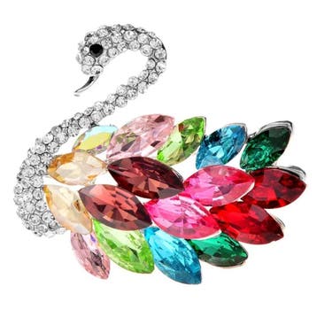 Fako Bijoux - Broche - Zwaan - Strass - 43x39mm -, Sieraden, Tassen en Uiterlijk, Verzenden, Nieuw