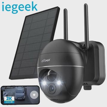 IeGeek 5MP Draadloze Buiten Camera met Solar Paneel, PTZ, PI, Verzenden, Nieuw