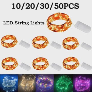 Waterdichte LED Snoer Verlichting - 1-5M Koperdraad - Batter, Verzenden, Nieuw