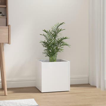 vidaXL Plantenbak 40x40x40 cm bewerkt hout hoogglans wit, Tuin en Terras, Bloembakken en Plantenbakken, Verzenden, Minder dan 60 cm