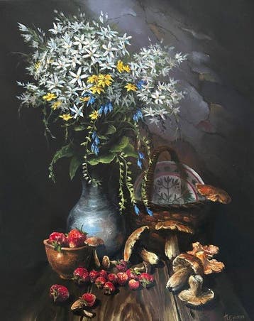 Pavlo Bryzhko (XX-XXI) - Still life with mushrooms