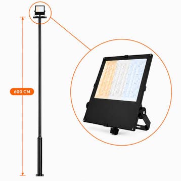 Lichtmast incl. industriële bouwlamp / verstraler | 600CM, Staande lamp, Nieuw, Ophalen of Verzenden, Netvoeding
