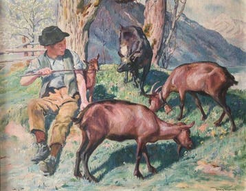Hans Widmer (1872-1925) - Giovane pastore con capre, Antiek en Kunst