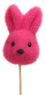Bijsteker konijn haasje kop pink 5x7.5 cm +30 stok pak 6, Ophalen of Verzenden, Nieuw