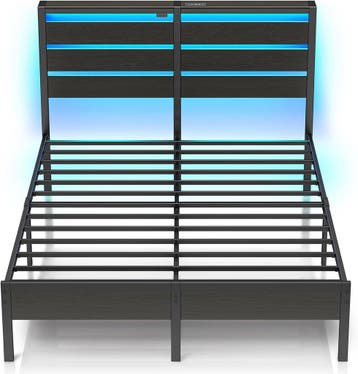 Bedframe met lattenbodem - 140x200 cm - Metaal - Zwart - Rol, Huis en Inrichting, Verzenden, Zo goed als nieuw