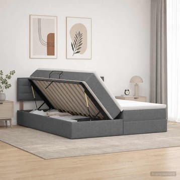 vidaXL Opslag bed met hoofdeinde 2 st Donkergrijs Nep Leer, Verzenden, Nieuw