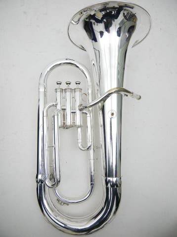 Euphonium Courtois 163-2 verzilverd 3 ventielen Tweedehands, Muziek en Instrumenten, Ophalen of Verzenden, Gebruikt, Euphonium of Tenortuba