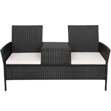 Tuinset - Stoelen - Bank - Tafel - Rotan - Zwart - 3 in 1, Tuin en Terras, Ophalen of Verzenden, Nieuw