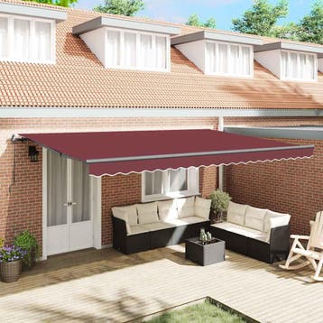 vidaXL Luifel handmatig uittrekbaar 500x300 cm bordeauxrood, Verzenden, Nieuw