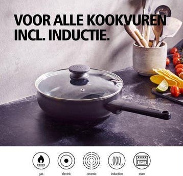 Brabantia VANTA Hapjespan met Glazen deksel - Ø 24 cm –, Verzenden, Nieuw