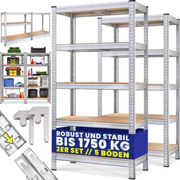 Stellingkast 2 stuks 180x90x40cm tot 875kg Zilver (Kasten), Verzenden, Nieuw