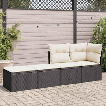 vidaXL 2-delige Loungeset met kussens poly rattan acacia, Verzenden, Nieuw, Loungeset