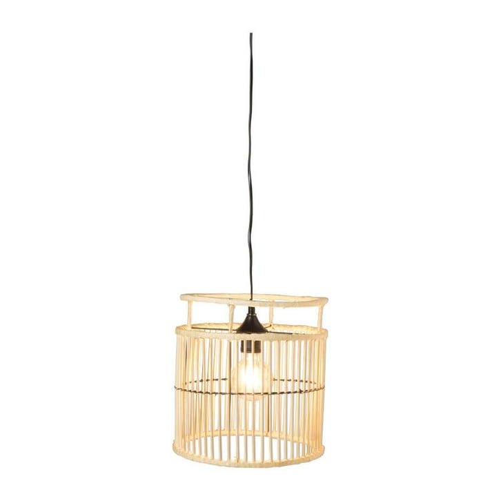 Hanglamp bamboe - naturel - 28x33 cm, Huis en Inrichting, Lampen | Hanglampen, Verzenden