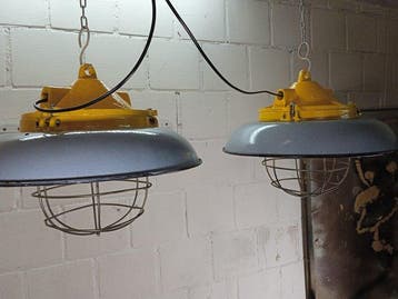 Plafondlamp (2) - Keurt 2 goed. - IJzer, Staal - Industriële