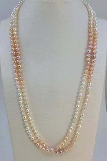 Zonder minimumprijs - Halsketting 5×7 mm roze en witte, Sieraden, Tassen en Uiterlijk, Kettingen, Nieuw