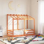 vidaXL Kinderbed met bedhuis 80x160 cm massief grenenhout, Verzenden, Nieuw, Bruin, Hout