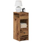 vidaXL Nachtkastjes 2 st met lade 25x31x66 cm oud, Huis en Inrichting, Slaapkamer | Nachtkastjes, Verzenden, Nieuw, Hout