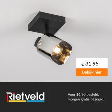 Rietveld-Spots-Zwart, Grijs-Glas, Metaal, Verzenden, Nieuw