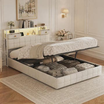 Boxspring Bed 140x200 met Hydraulische Opbergruimte en Multi, Verzenden, Nieuw