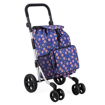 Brisby 60L Deluxe Boodschappentrolley met 4 Wielen - BLOEM, Verzenden, Nieuw, Opvouwbaar