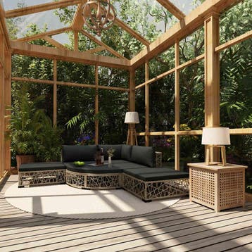 vidaXL 6-delige Loungeset met kussens poly rattan grijs, Verzenden, Nieuw, 6 zitplaatsen, Loungeset