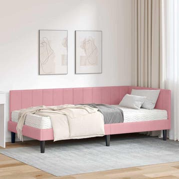 vidaXL Hoekbedframe met Matras met hoofdeinde 2 pcs Grijs, Verzenden, Nieuw, Stof