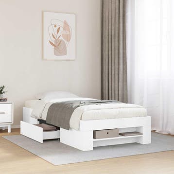vidaXL Bedframe met opslag met lade Wit 80 x 200 cm Bewerkt, Verzenden, Nieuw, Wit, Hout