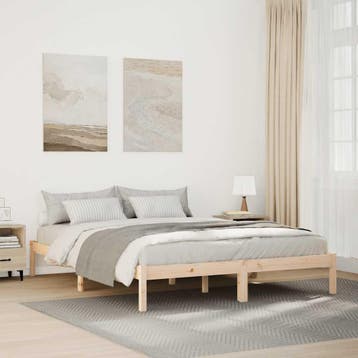 vidaXL Bedframe extra lang zonder matras massief grenenhout, Bruin, Verzenden, Hout, Nieuw
