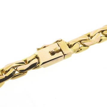 Bicolor gouden fantasie/gourmet schakelarmband, Ophalen of Verzenden, Gebruikt, Goud, Goud