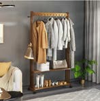 Bamboe Kledingrek met Wielen – Kapstok met Planken 104×166 c, Verzenden, Nieuw