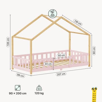 Kinderbed Treviolo met uitvalbeveiliging en matras [en.casa], Verzenden, Nieuw