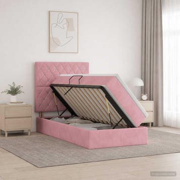 vidaXL Opslag bed met matras met hoofdeinde Roze 90 x 190 cm, Verzenden, Nieuw, Stof