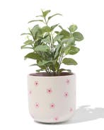 HEMA Bloempot 13.4x13.4x12.7cm keramiek reliëf, Verzenden