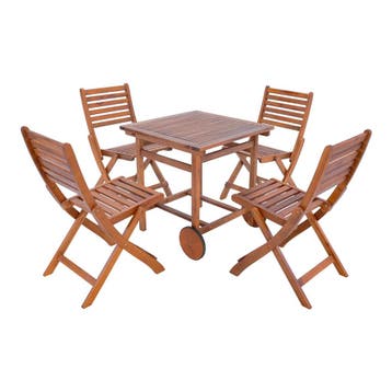 Tuinset Ancarano 5-delig tuintafel met 4 tuinstoelen houtkle, Tuin en Terras, Verzenden, Nieuw