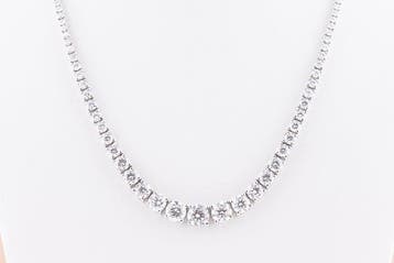Ketting - 18 karaat Witgoud - 10.00ct. tw. Diamant