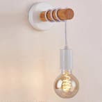 Retro Houten Wandlamp Vintage E27 Sfeerverlichting, Huis en Inrichting, Lampen | Wandlampen, Verzenden, Nieuw