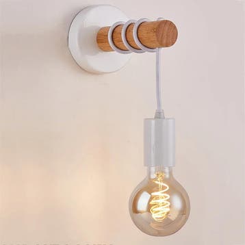 Retro Houten Wandlamp Vintage E27 Sfeerverlichting, Verzenden, Nieuw