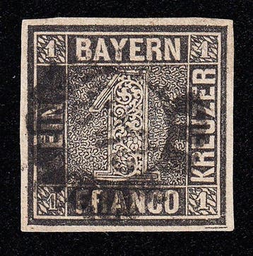 Beieren 1849 - schoon breedrandig, minimaal aangetast -, Gestempeld